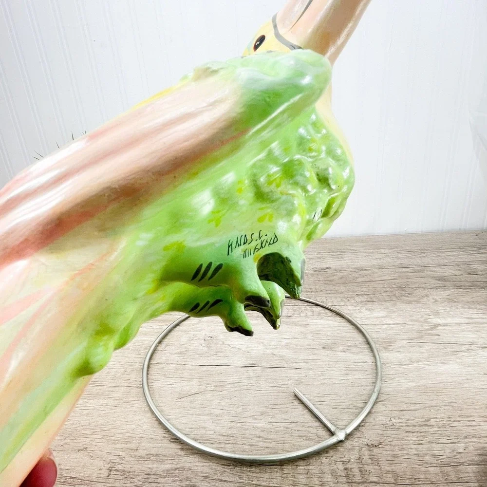 VTG Toucan Parrot Hand-Painted‎ Signed Sculpture Paper Mache Bustamante Style